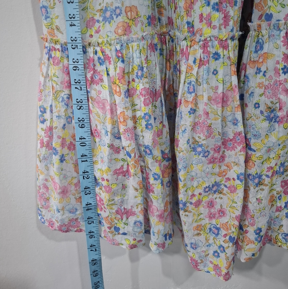 Love Shack Fancy Women's Midi Dress Cotton Multicolor Floral Pleated Ruffle Sz 0 - Picture 14 of 15